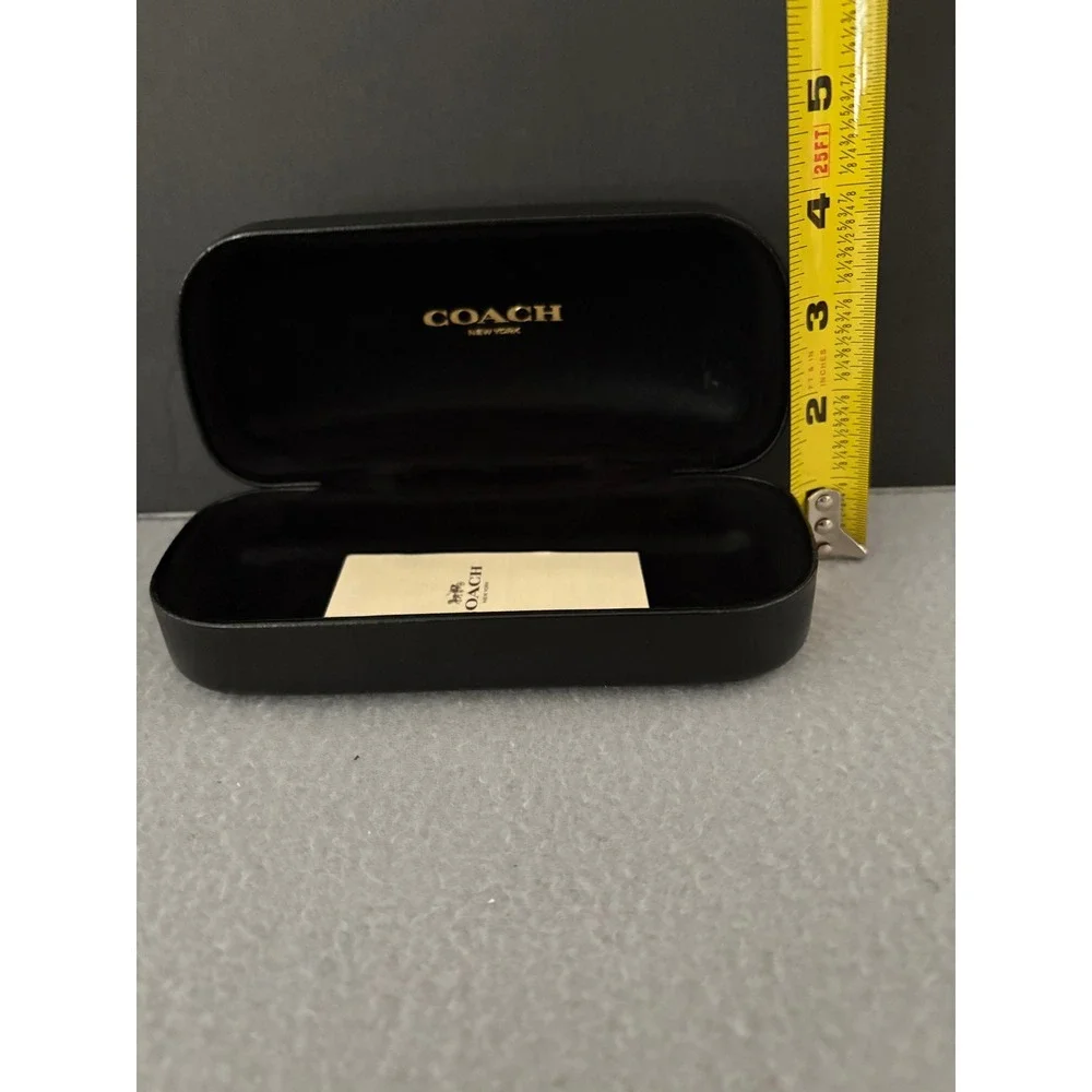 Coach Women Eyeglass Case Hard Clamshell Black Embossed Logo Designer Eyewear